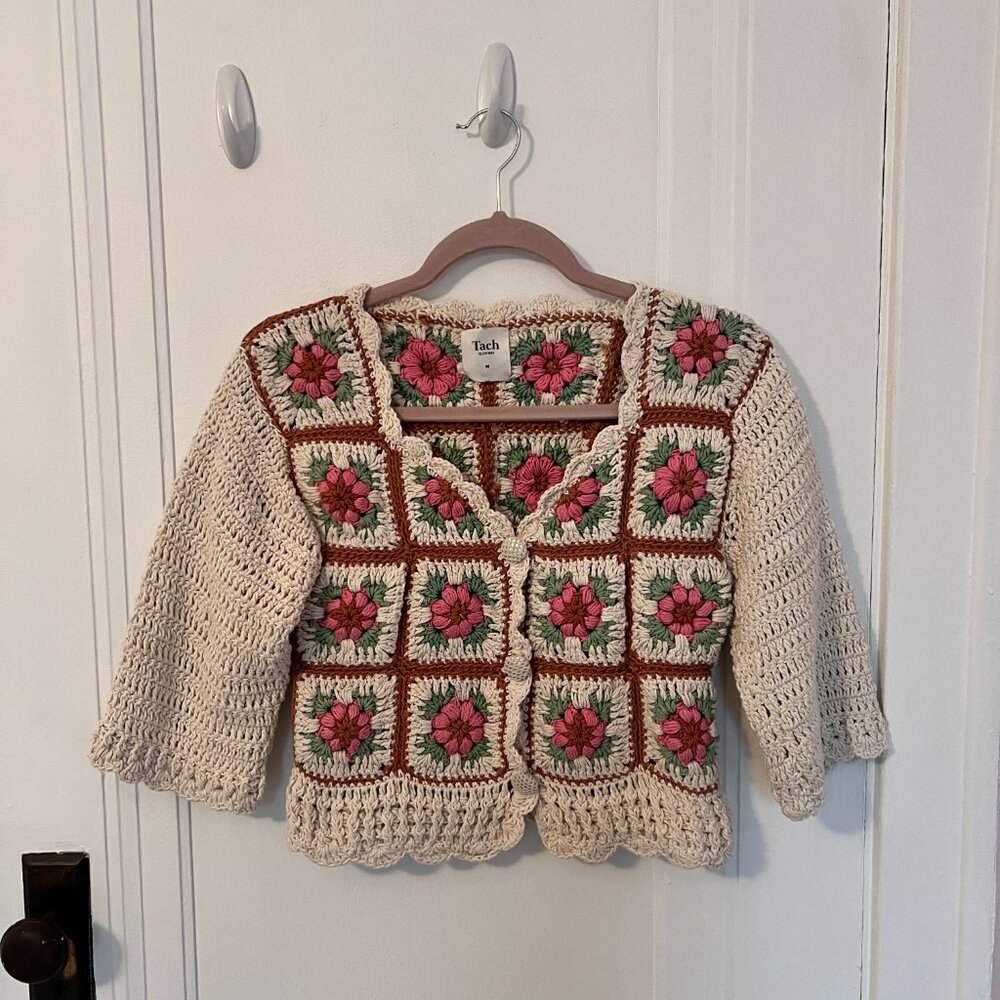 Tach Clothing Crochet embroidered Cardigan Size M